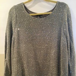 NWT CHELSEA &THEODORE  SILVER EMBELLISHED SWEATER